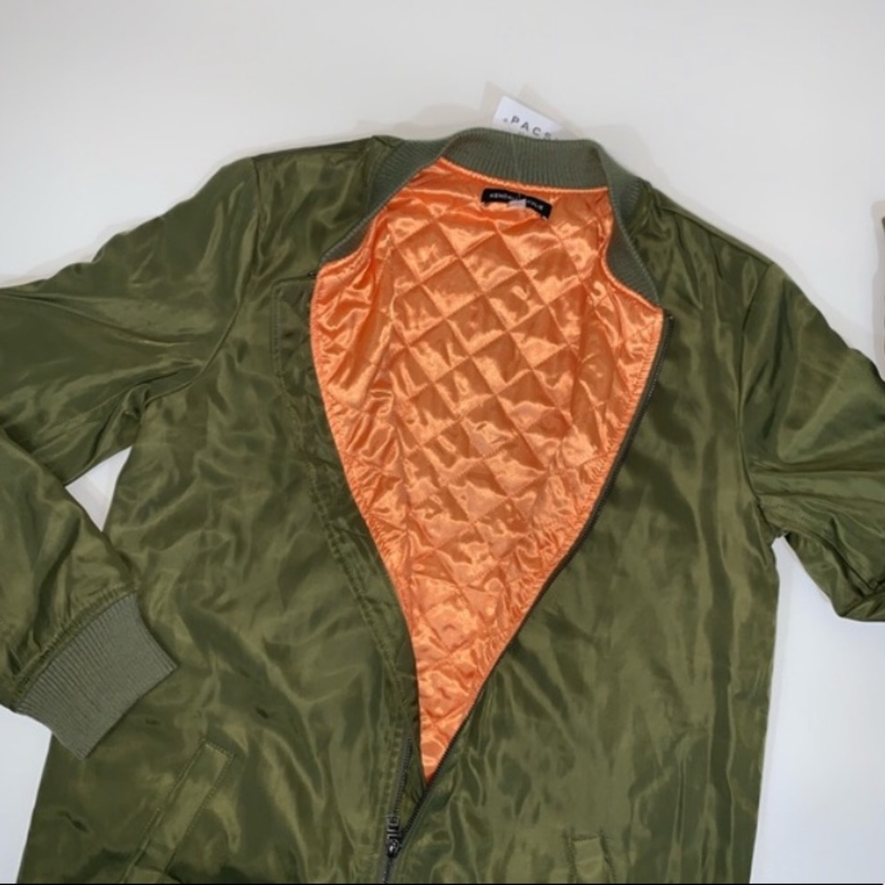 Kendall & Kylie long olive bomber jacket